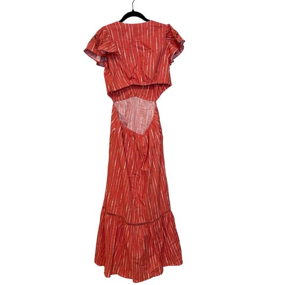 Sachin & Babi Orange White 100% Cotton Georgia Flutter Midi Dress Size 8 - Picture 6 of 8